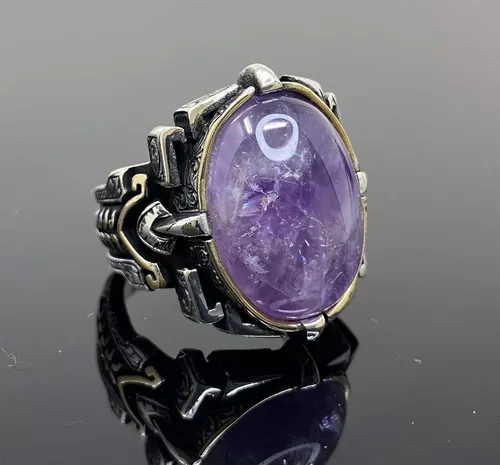 Vista 5 de Anillo grande de plata de ley 925 k para hombre