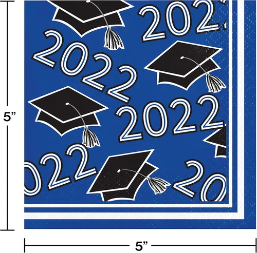 Vista 2 de Servilletas para bebidas Class of 2022 azul cobalto, 36