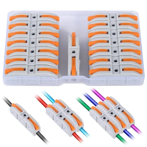 Vista 11 de Kit de conectores de palanca para cables eléctricos de conexión rápida, para terminales en línea compactos, 28-12 AWG, 1 entrada 1 salida (azul, 15)