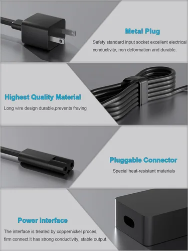 Vista 6 de Cargador de fuente de alimentación de 90W 15V 6A compatible con Microsoft Surface Pro 4 5 6 Dock Station Modelo 1661 1749 Surface Book Docking