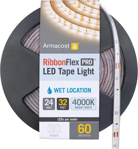 Vista 14 de Armacost Lighting RibbonFlex Pro 135410 - Cinta de luz blanca cálida (2700 K), 60 LEDs/M, 8.2 ft, 24 V