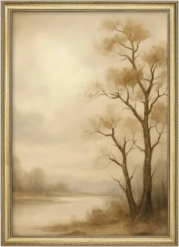 Vista 301 de MUDECOR Lienzo enmarcado prémium para pared, pinos nevados en bosque de invierno, ilustraciones modernas, arte contemporáneo, escénico, divertido