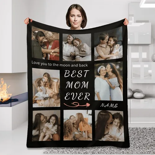 Vista 9 de Manta personalizada para el mejor papá, regalos personalizados para hombres, mantas personalizadas con fotos, texto para papá, marido, familia