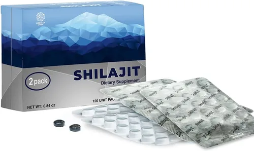 Vista 3 de Shilajit natural en tabletas, 2 paquetes de 60 tabletas (total 120 tabletas) Golden Shilajit Label