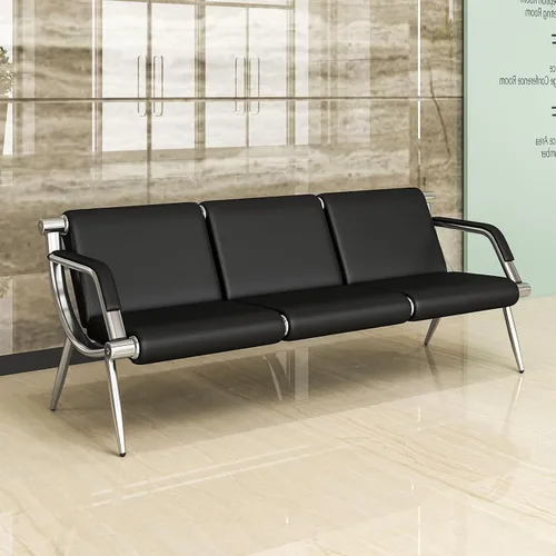 Vista 19 de kinbor - Silla de espera con reposabrazos, asiento de invitados de piel sintética, color negro