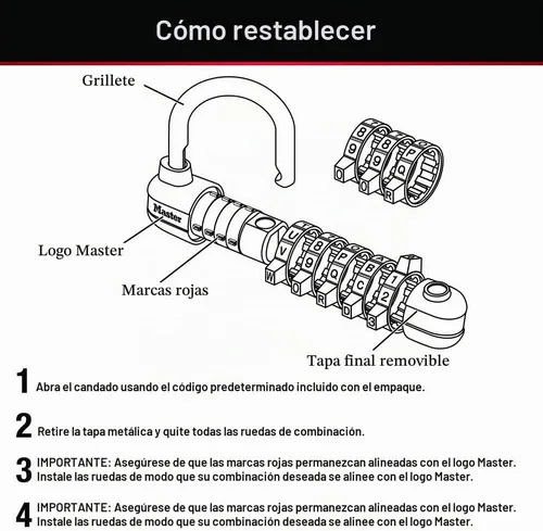 Vista 5 de Master Lock Candado, establece tu propio candado de combinación de palabras, 2-1/2 pulgadas de ancho, negro, 1534DBLK