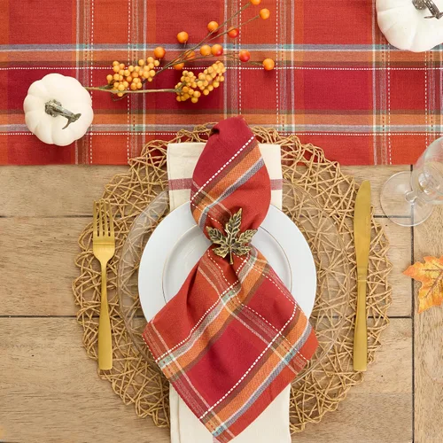Vista 6 de DII Autumn Pumpkin Spice Kitchen Collection - Decoración de mesa de algodón para otoño/Acción de Gracias, juego de servilletas cuadradas, 20 x 20