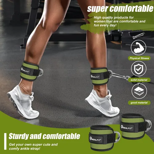 Vista 7 de NEALFIT Correa de tobillo para máquina de cable, tobillera de gimnasio para patadas, extensiones de piernas, entrenamientos de glúteos, abductores