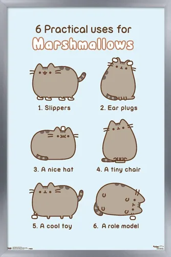 Vista 10 de Trends International Pusheen - Póster de pared de malvavisco, 14.725 x 22.375 pulgadas, versión enmarcada de madera de granero