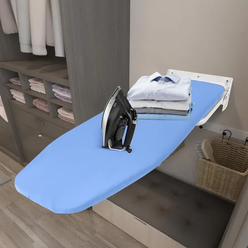 Vista 7 de Tabla de planchar giratoria de 180° para montar en la pared, resistente de 38.7 x 12 pulgadas Ironing Board with Heat Resistant Cover, Space