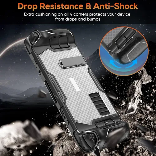 Vista 4 de GORIXER Protective Case for Steam Deck with Kickstand, TPU Protector Cover Accessories with Stand & Screen Protector & Thumb Grips, Full Protection