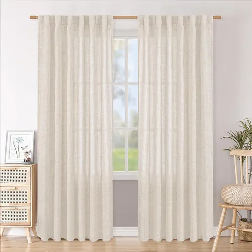Vista 99 de BGment Cortinas cortas de lino marrón de 36 pulgadas de largo para ventanas, pequeñas cortinas de gasa semitransparentes para cocina, cafetería