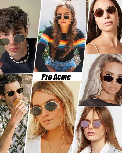 Vista 2 de Pro Acme Lentes de sol polarizados de metal ovalados retro para mujeres y hombres, pequeños tonos vintage de los años 90