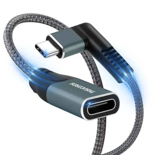 Vista 9 de Thsucords Cable de extensión USB C de 100 W, 0.3 pies, 10 Gbps 90 grados en ángulo recto USB C 3.2 macho a hembra, extensor de video 4K, cable