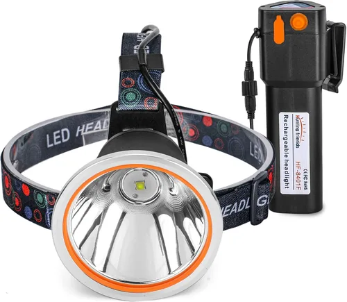 Vista 7 de Linterna de cabeza LED recargable súper brillante – Linterna de cabeza portátil impermeable de alta potencia, 3 modos de iluminación ajustables