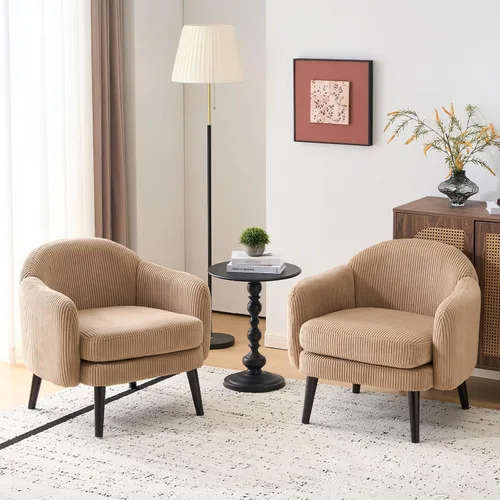Vista 19 de VINGLI Sillón de Acento Moderno Tipo Barril de 30.3" de Ancho con Reposabrazos Track, Patas de Madera Sólida, Cómoda Silla Club Tapizada, Sofá