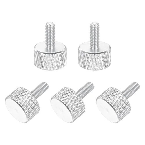 Vista 114 de MECCANIXITY 5 piezas M6x14mm Tornillos de pulgar estriado de cabeza plana, pernos de rosca completa de aleación de aluminio sólido para carcasas