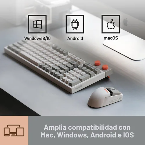 Vista 8 de LOFREE Touch PBT - Ratón inalámbrico con receptor USB, Bluetooth, conexión por cable, recargable, 4000 DPI con pantalla OLED, compatible