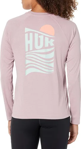 Vista 2 de HUK Camiseta de pesca de manga larga con patrón de persecución para mujer