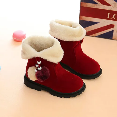 Vista 5 de Toddler Kids Snow Boots Booties Baby Girls Princess Shoes Non-Slip Girl's Fleece Lining Footwear Winter Warm Prewalker