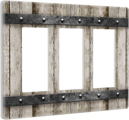 Vista 64 de Placa de pared eléctrica de 1 gang sin dispositivo en blanco, bohemio naranja vintage años 70 60s beige amanecer puesta de sol mediados de siglo
