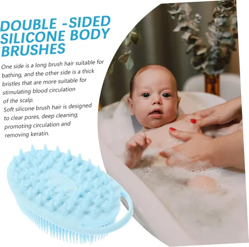 Vista 8 de Vaguelly Sensory Brush with Soft Silicone Bristles for Bath Dual Sided Body Scrubber with Hanging Hook Gentle Exfoliating and Sensory Training Safe