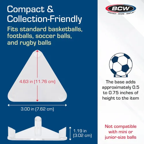 Vista 3 de BCW Acrylic Ball Stand, 1 Pack Anti-Slip Design for Basketball, Football, and Soccer Ball Display