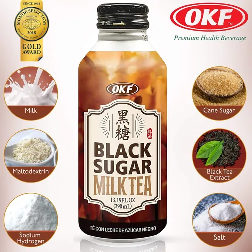 Vista 3 de OKF Té con leche de azúcar negro, Boba' s Perfect Partner. 13.19 onzas líquidas (té negro, paquete de 6)