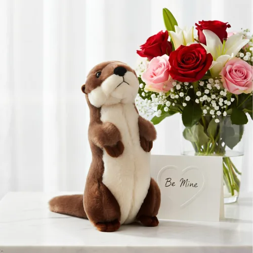 Vista 7 de Animal de peluche de nutria de río de The Petting Zoo de pie, regalos para niños, animales salvajes del zoológico, juguete de peluche de nutria