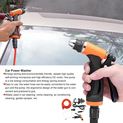 Vista 2 de Pulverizador eléctrico portátil de 12 V para lavadora de autos – Lavadora de vehículos de alta presión de 80 W para automóviles, SUV y limpieza al