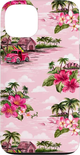 Vista 21 de Funda para iPhone 11 Tropical Hibiscus Island Palm Tree Rockabilly Surfer Beach