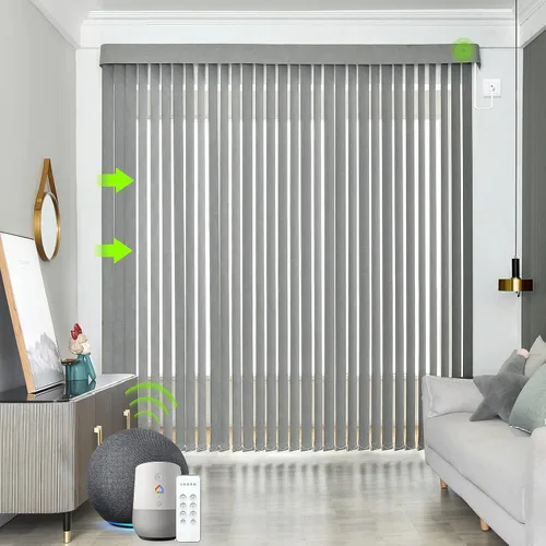 Vista 17 de Yoolax - Persianas verticales transparentes motorizadas, muestras de tela multicolor