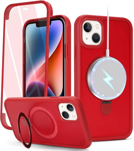 Vista 8 de Cavor Funda para iPhone 13 e iPhone 14, Compatible con Magsafe, Funda para iPhone 14 con Protector de Pantalla, Soporte Funda Protectora Magnética
