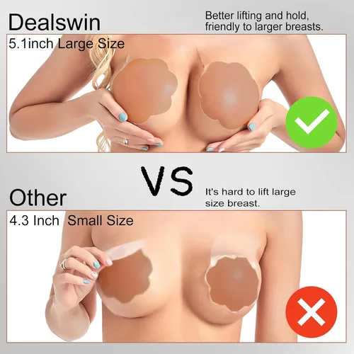 Vista 4 de Dealswin Nippleless Covers 5.1inch Silicone Reusable Breast Lift Pasties for A-D Cup