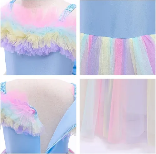 Vista 69 de Disfraz de unicornio para niñas, vestido largo de tul con diadema, fiesta de cumpleaños, carnaval, cosplay