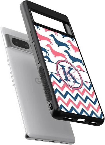 Vista 3 de Dachshund Dog Chevron - Funda de goma negra personalizada compatible con Google Pixel 10, 10 Pro, 10 Pro XL, 9a, 9 Pro, Pixel 9, Pixel 9 Pro XL, 8a