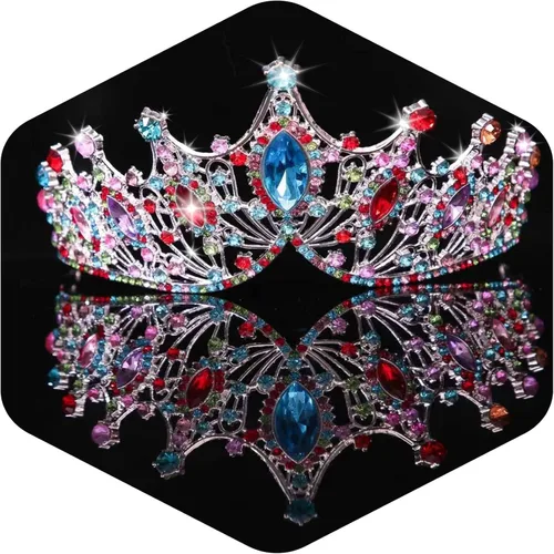 Vista 11 de Kamirola Corona de Reina Barroca, Corona Nupcial de Boda con Diamantes de Imitación y Tiaras Diadema de Cristal Para Cumpleaños Baile de Graduación