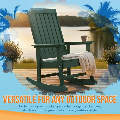 Vista 8 de Island Retreat Ez-Care - Silla mecedora Adirondack de madera de teca, perfecta como silla mecedora para patio, sala de estar o al aire libre