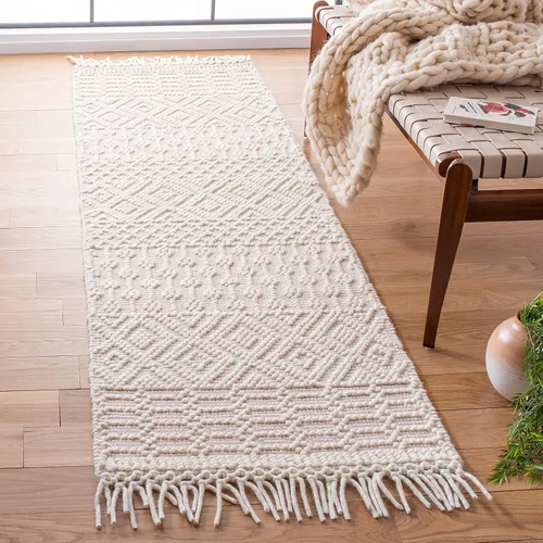 Vista 16 de SAFAVIEH Natura Collection - Alfombra decorativa de 2 x 3 pies, color marfil, con flecos de lana marroquí bohemia, hecha a mano, ideal para zonas