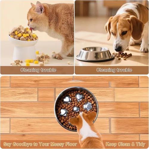 Vista 5 de Paquete de 2 cuencos de acero inoxidable para perros de alimentación lenta, cuencos de metal antideslizantes para mascotas para comedores rápidos