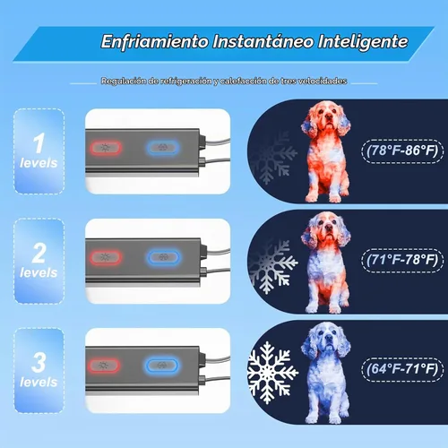 Vista 3 de Cama elevada para perros con 4 módulos de refrigeración, cubierta de PVC, base antideslizante y marco de acero inoxidable para perros, gatos