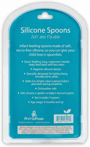 Vista 7 de Primo Passi Cucharas de silicona para bebés – Cucharas de entrenamiento de primera etapa de punta suave para bebés y niños pequeños, aptas