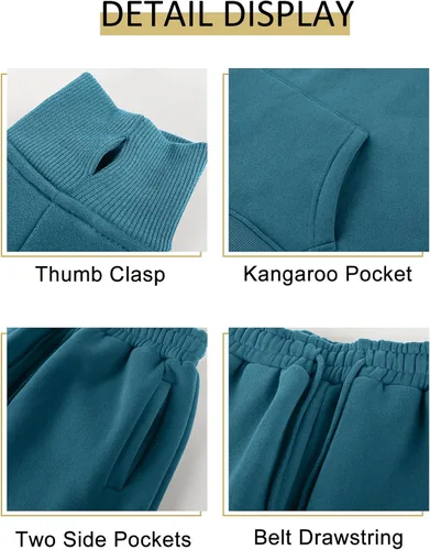 Vista 72 de Kissonic Conjunto deportivo de forro polar para mujer, 2 piezas, sudadera con capucha y pantalones deportivos