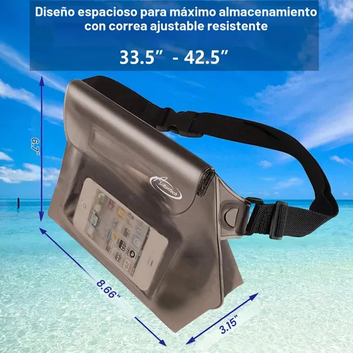 Vista 3 de AiRunTech Bolsa impermeable con correa de cintura (paquete de 2) Accesorios de playa La mejor manera de mantener tu teléfono y objetos de valor
