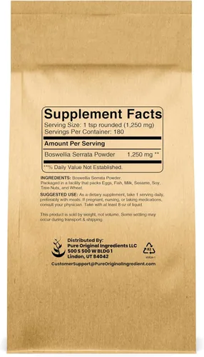 Vista 2 de PURE ORIGINAL INGREDIENTS Extracto de Boswellia Serrata (8 onzas) Suplemento a base de hierbas en polvo, sin OMG