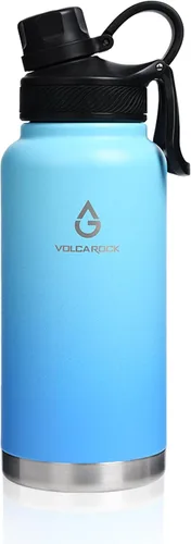 Vista 15 de Botella de agua deportiva aislada con tapa con pajilla, a prueba de polvo, 3 tapas, 24/32/40/64 onzas, apta para lavavajillas y sin BPA, botella