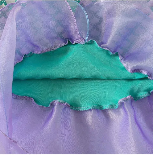 Vista 7 de Ropa de vestir de princesa sirena para niñas pequeñas, disfraz de princesa Ariel para niñas con accesorios Knemmy