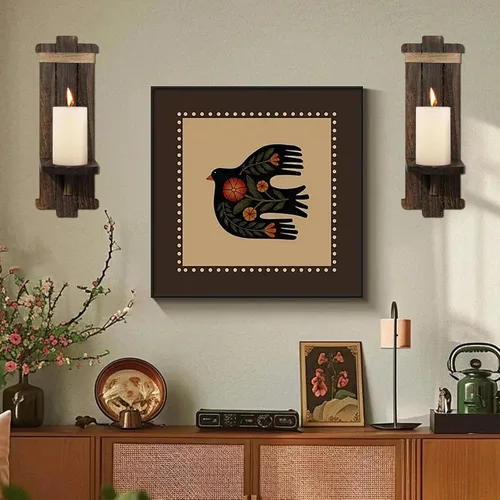 Vista 4 de Candelabros de madera de granja, 2 portavelas rústicos para montaje en pared para sala de estar, dormitorio, baño, pasillo, decoración de pared