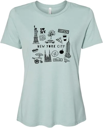 Vista 6 de Cute Women's Screen Printed Crew Neck Tee, Shirts With Sayings, Dusty Blue or Olive