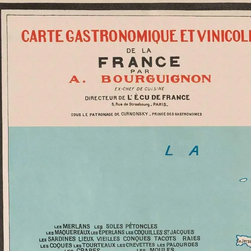 Vista 3 de Antiguos Maps Gourmet France, Comida francesa y vino - Gastronomique et Vinicole de la France par A. Bourguignon circa 1932 Decoración de pared